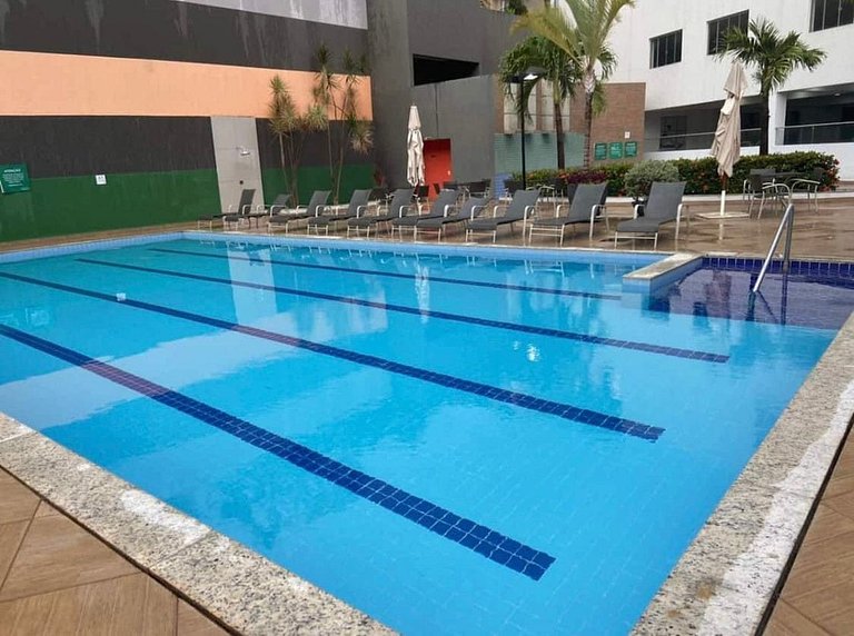Apto Rio Quente - Ar cond na suíte e vista piscina