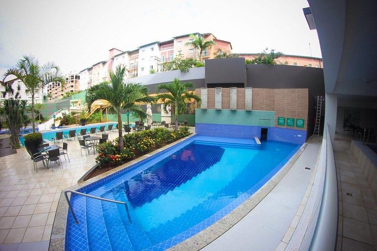 Apto Rio Quente - Ar cond na suíte e vista piscina