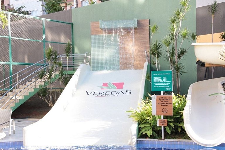 Apto Rio Quente - Ar cond na suíte e vista piscina
