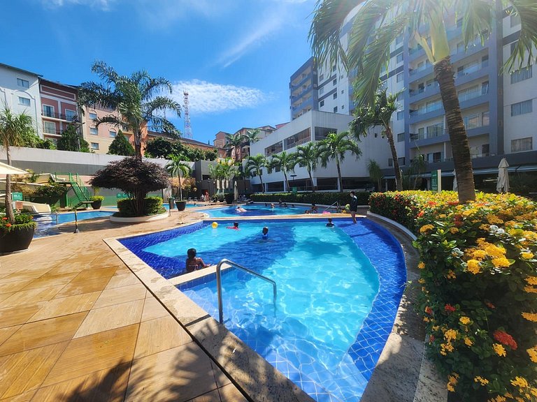 Apto Rio Quente - Ar cond na suíte e vista piscina