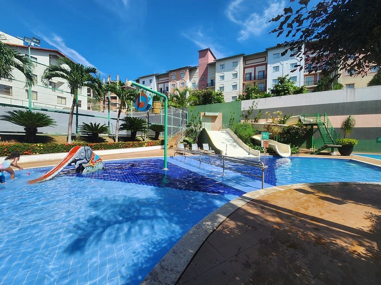 Apto Rio Quente - Ar cond na suíte e vista piscina