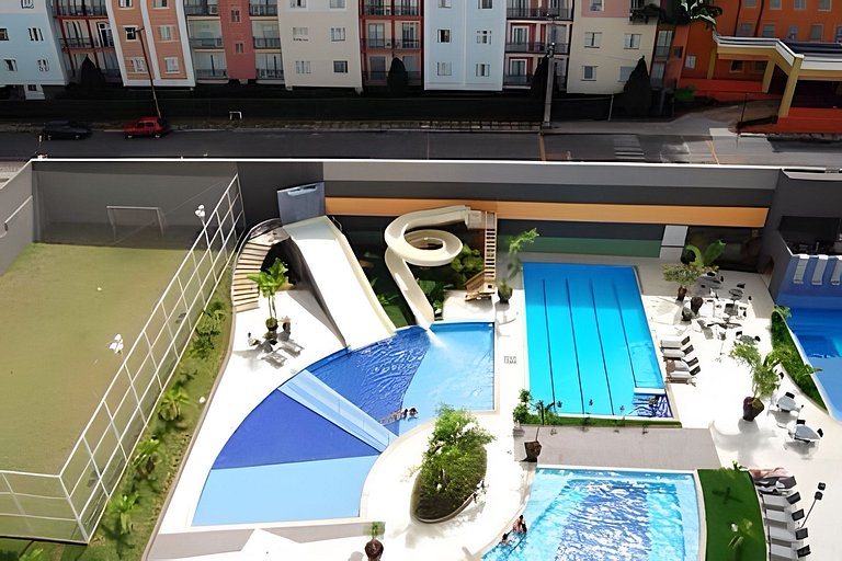 Apto em Rio Quente com linda vista pras piscinas