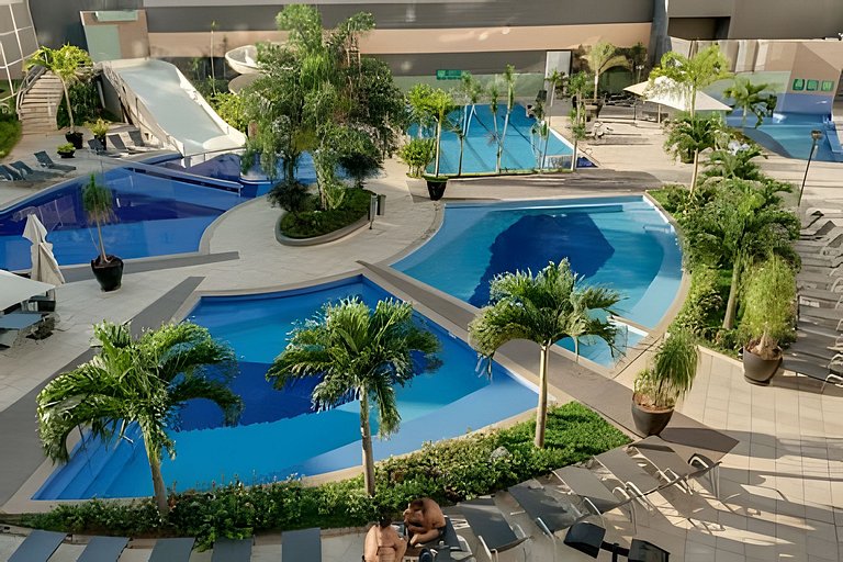 Apto em Rio Quente com linda vista pras piscinas