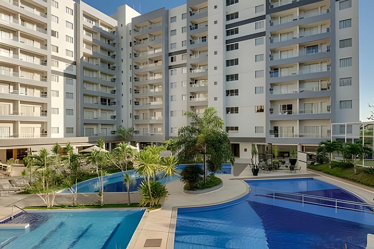 Apto em Rio Quente com linda vista pras piscinas